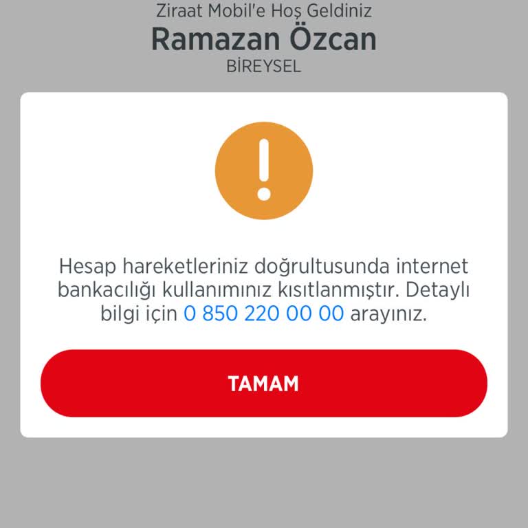 Ziraat Bankası Mobil Hesap Kısıtlaması Sorunu