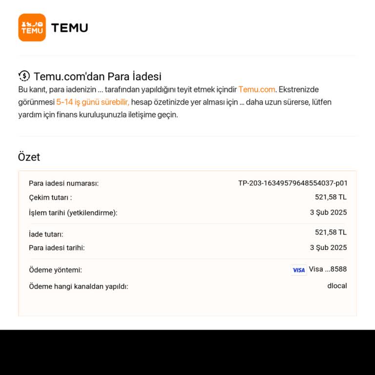 Ödeme İadesi Sorunu: Temu.com'dan Yanıtsız Bekleyiş