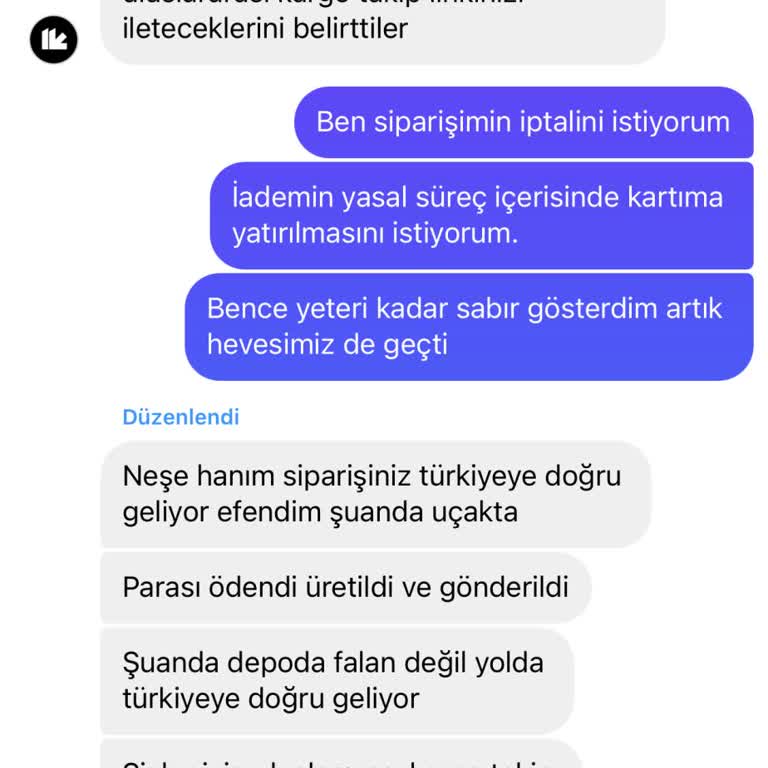 Sipariş Takip Kodu Ve İade Talebi Cevapsız Kaldı
