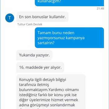 Tuttur.com Bonus İadesi Sorunu Ve Belirsiz Şartlar