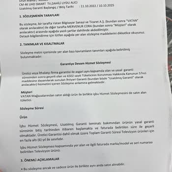 Vatan Bilgisayar'dan Alınan TV'nin Sigorta Sürecinde Yaşanan Sorunlar