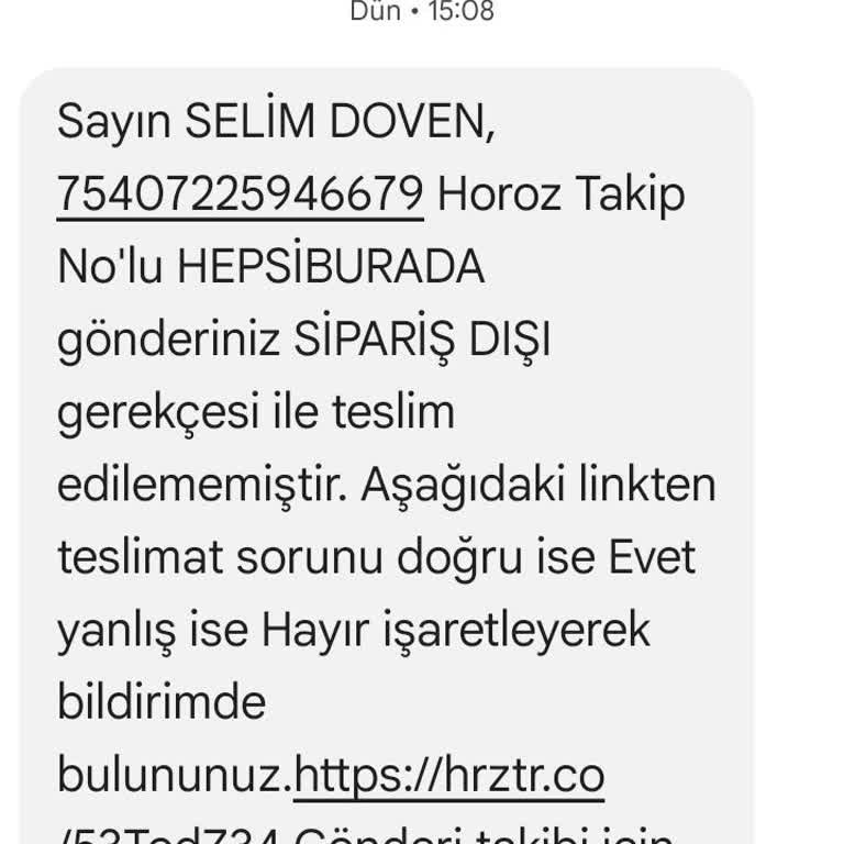 Horoz Lojistik İle Teslimat Sorunu Yaşıyorum