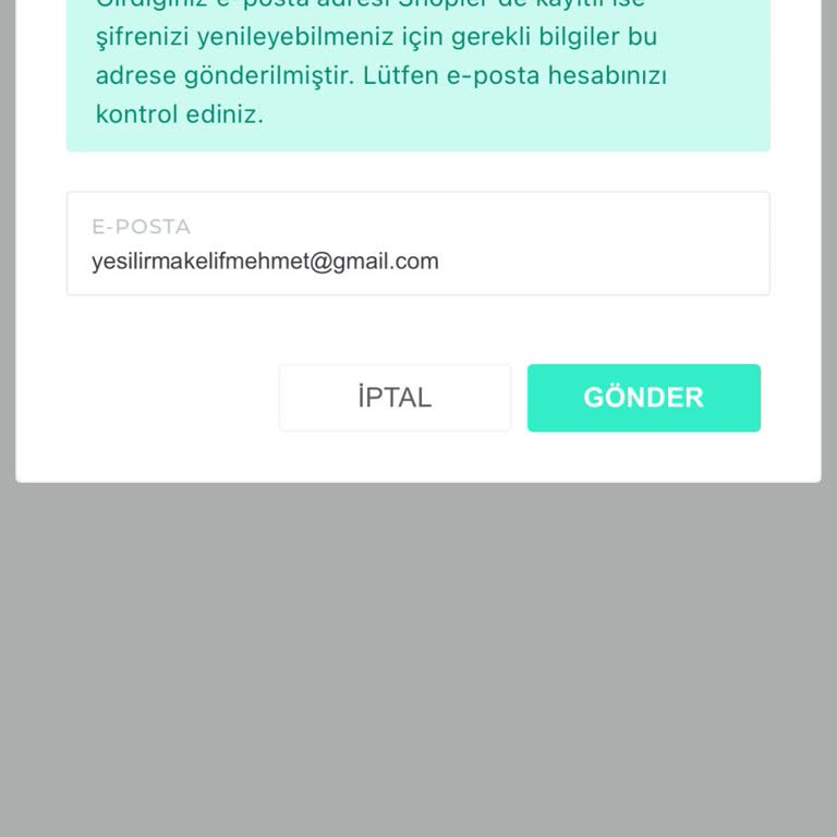 Şifre Sıfırlama Linki Gönderilmiyor