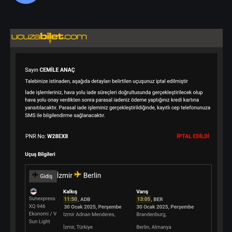 İptal Edilen Biletin İadesi Yapılmıyor