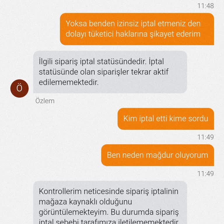 Bilgilendirme Yapılmadan Sipariş İptali