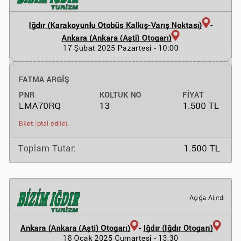 Bilet Satışı Sorunu Ve Para İadesi Talebi