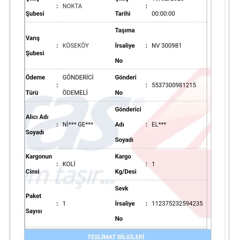 Teslim Edilmeyen Kargo İçin Yanıltıcı Teslimat Bilgisi