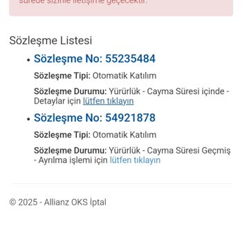 Allianz Sigorta Otomatik Katılımı İptal Etmiyor
