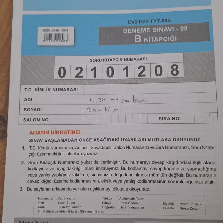 TYT 8. Deneme Cevap Anahtarı Eksikliği