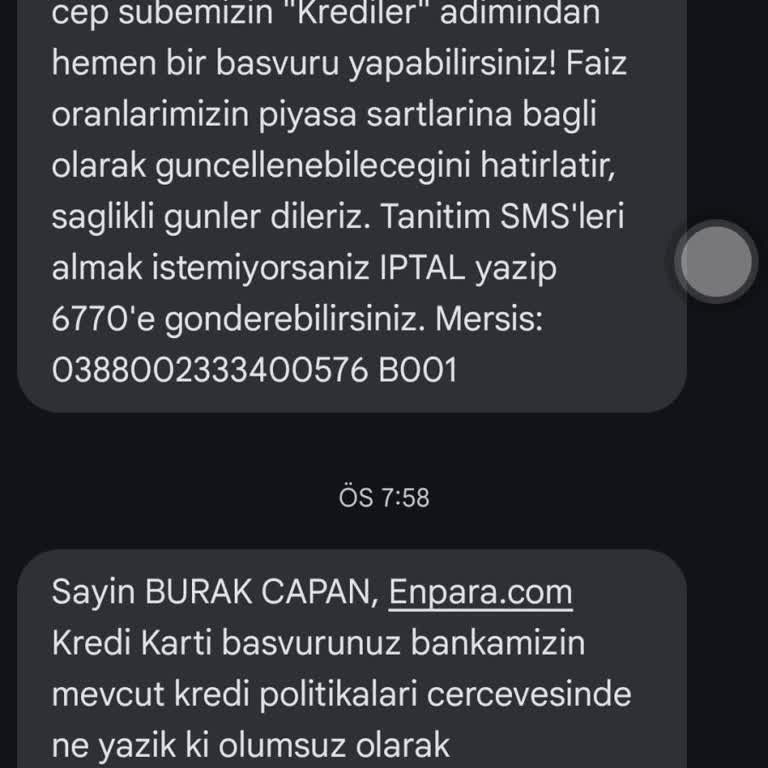 Kredi Kartı Başvurusu Onaylanmıyor