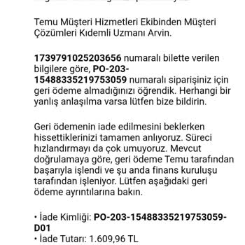 Temu'dan İptal Edilen Alışverişin İadesi Sorunu