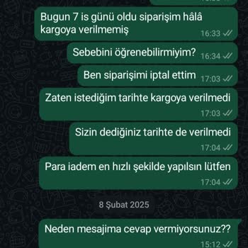 Para İadesi Yapılmayan Sipariş Ve İletişim Sorunu