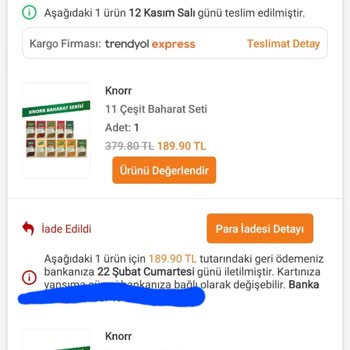 Trendyol Unilever Eksik İade Ücreti