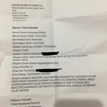 Teknik Servis Sürecinde Yetersiz İletişim Ve Tekrarlayan Cihaz Sorunları