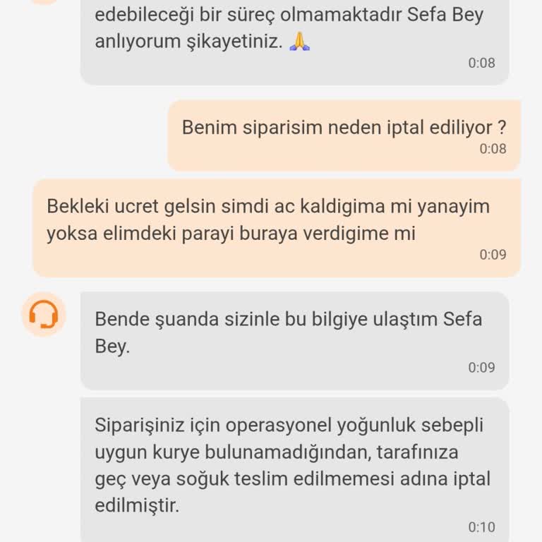 Sipariş İptali Ve Yetersiz Destek