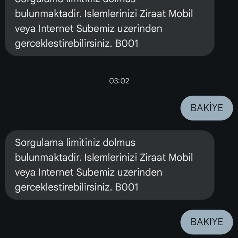 Bakiye Sorgulama Limiti Artışı Talebi