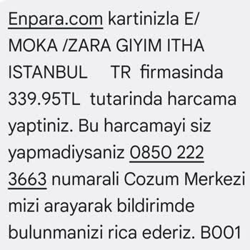 Enpara Kredi Kartımdan İzinsiz İşlem: Moka Ödemeli Zara Giyim Sorunu
