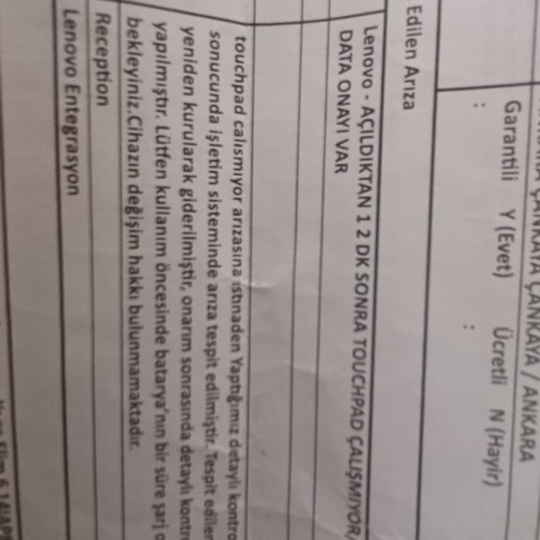 Lenovo Yoga Touchpad Sorunu Ve Değişim Talebi