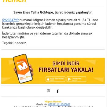 Migros'tan Gelen Bozuk Ürünler Ve Yanıltıcı İade Süreci