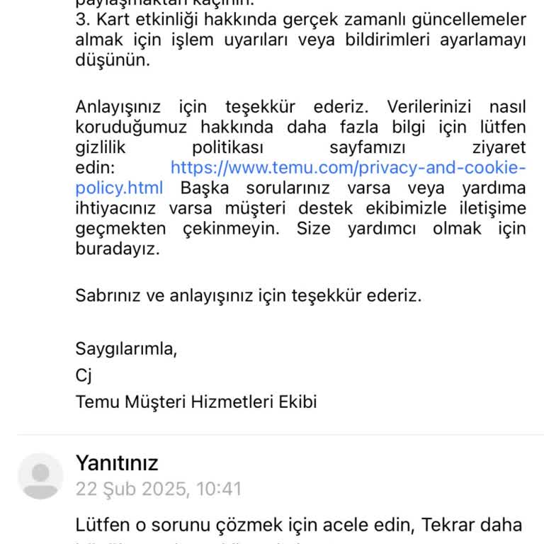 Temu'da Eksik Ürün Ve Bilgim Dışında Kart Çekimi Sorunu