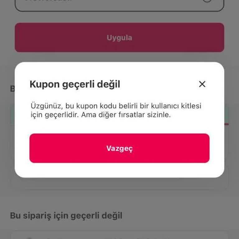 Yemek Sepeti İndirimi Hatası