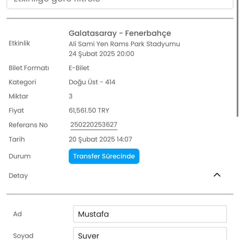 Maç Biletleri Hesaba Tanımlanmadı