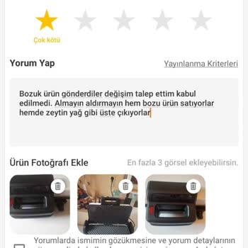 Bozuk Ürün Ve Yetersiz Müşteri Hizmeti