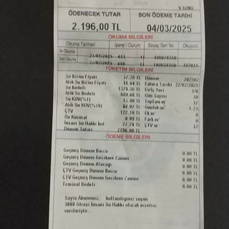 Su Faturasında Aniden Artan Tutar Ve Yanlış Hesaplama Sorunu