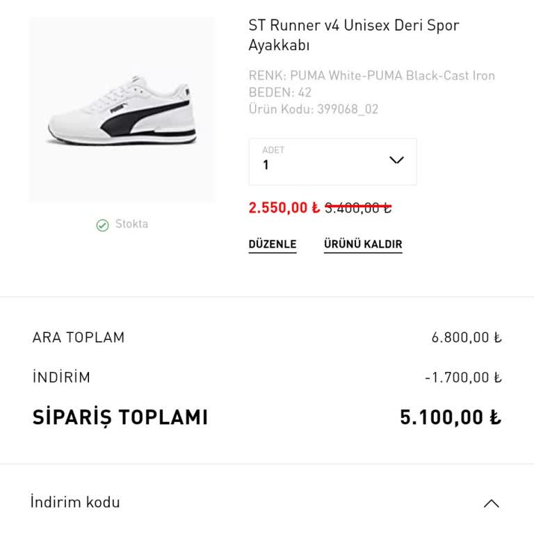 Geçersiz İndirim Kodu Sorunu