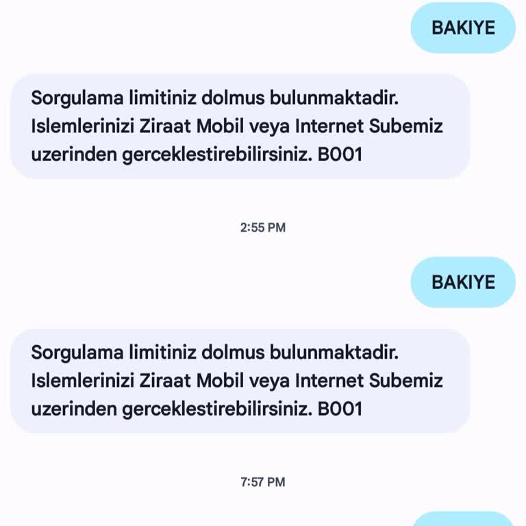 Bakiye Sorgulama Limiti Sorunu