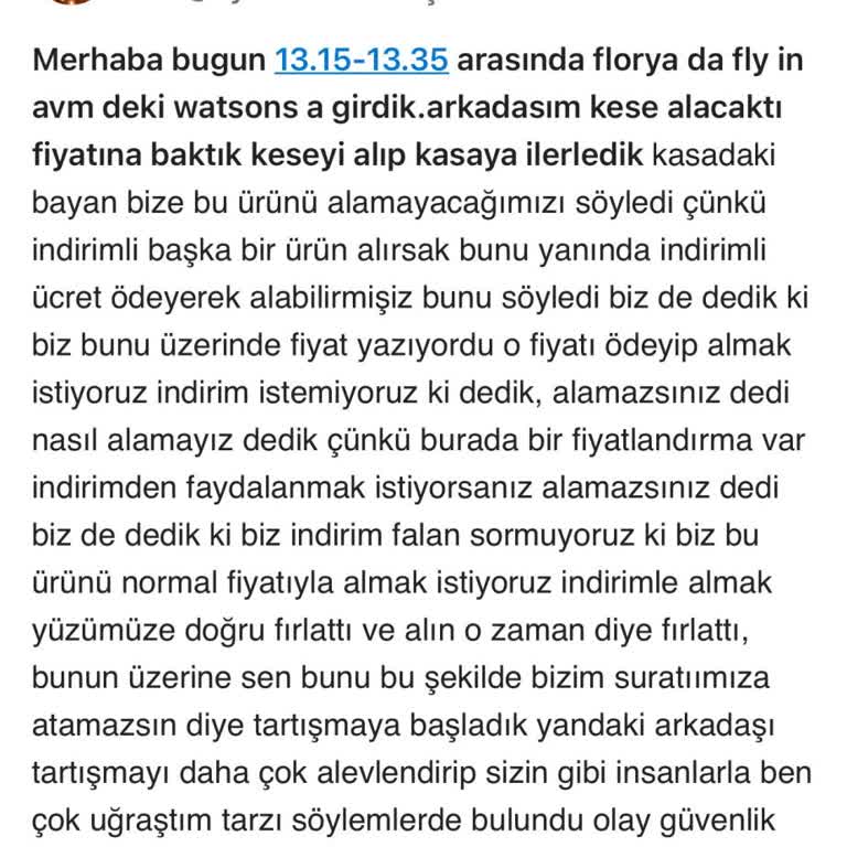 Florya Flyinn AVM Watsons'ta Müşteri Hizmetleri Krizi