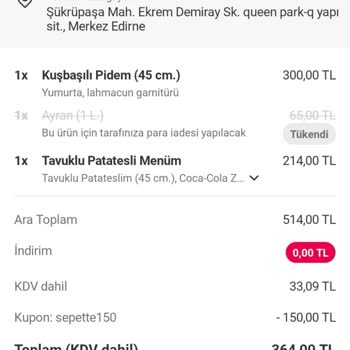 Eksik Ürün Ve Hijyen Sorunu: Edirne Pidem Hayal Kırıklığı