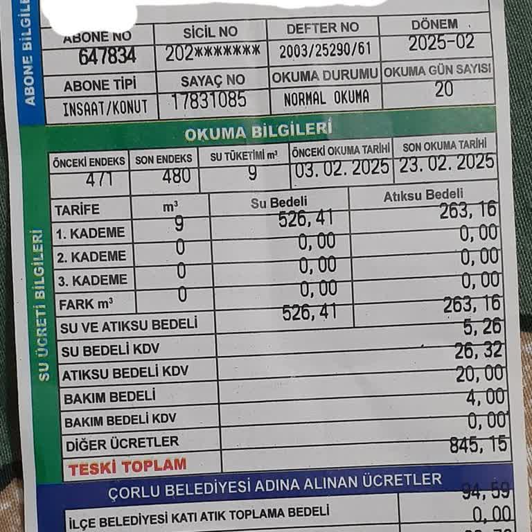 Su Faturasındaki Ani Artışa Anlam Veremiyorum