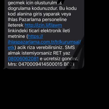 İhlas Ev Aletleri Yanıltıcı Mesajlarla Rahatsız Ediliyorum