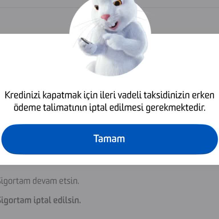 Kredi Kapatma İşleminde Hata Mesajı Sorunu