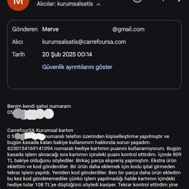 Hediye Kartı Bakiye Sorunu Ve Yanlış İşlem