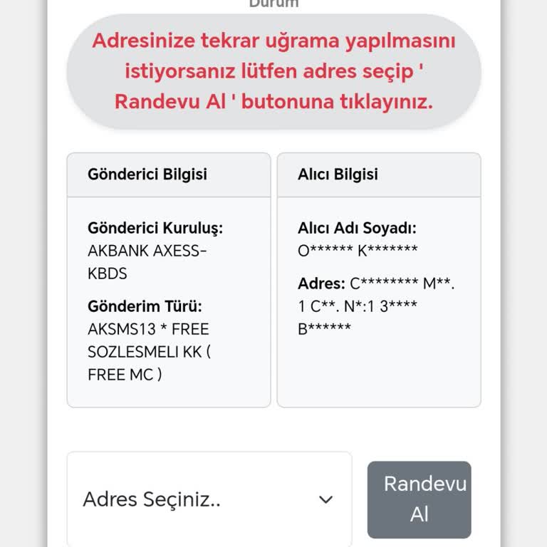 Yanlış Adrese Teslim Edilemeyen Kredi Kartı Sorunu