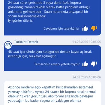TurkNet Bağlantı Kopmaları Ve Yetersiz Müşteri Hizmeti