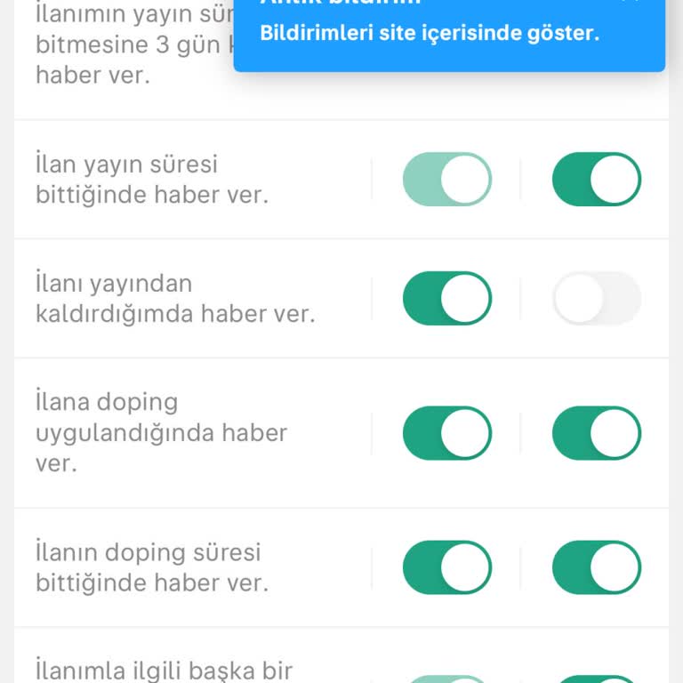 İlan Mesaj Bildirim Sorunu
