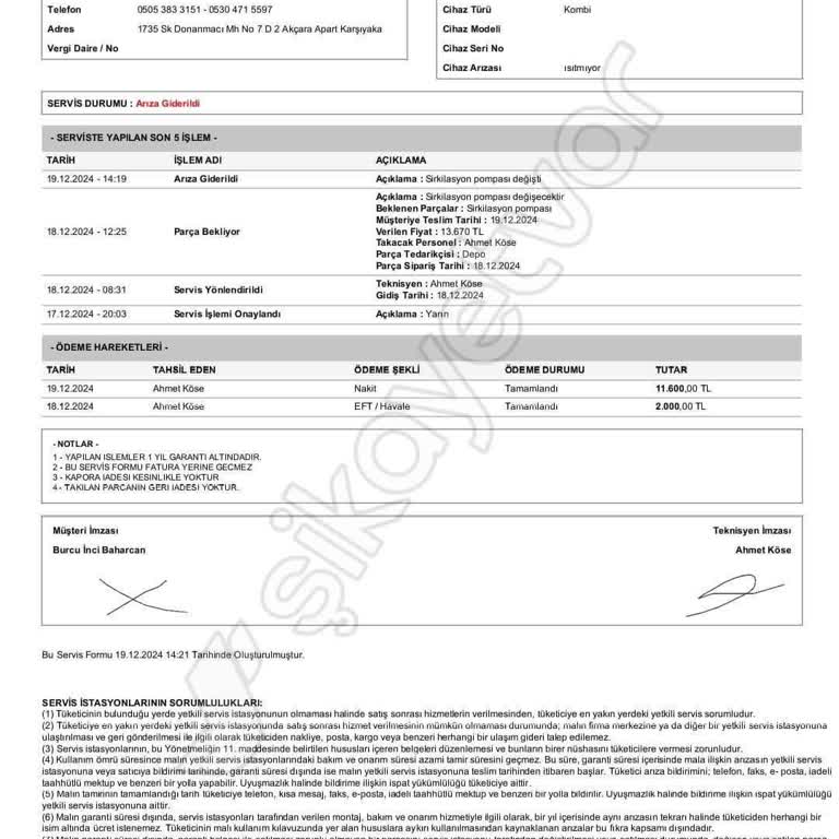 Kombi Bakımı Sonrası Mağduriyet: Para İadesi Talebi