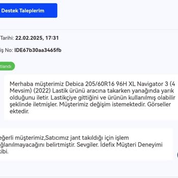 İdefix'ten Aldığım Lastik Kullanılmış Ve Delik Çıktı