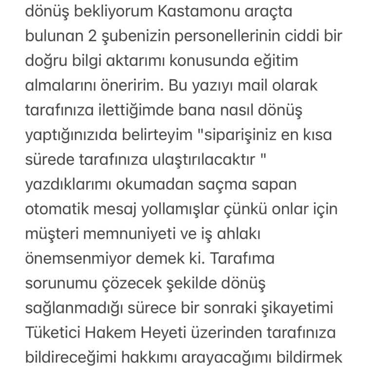 Teslimat Sorunları Ve Müşteri Hizmetleri İletişimsizliği: Kastamonu'da Bir Sipariş Macerası