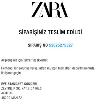 Zara Siparişim Teslim Edilmedi Ve İade Bekliyorum