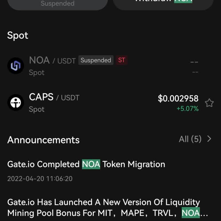Gate.io Delisted NOA Coin Without Notice – Unable to Withdraw Funds