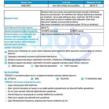 Kablo Net Fatura Tutarı Sözleşmeye Uymuyor