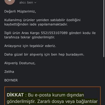 Boyner'den Alınan Fabrika Marka Ürün Kalitesizliği Ve Müşteri Hizmetleri Sorunu