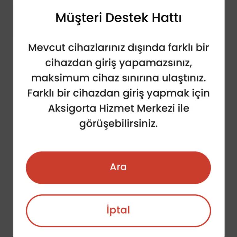 Aksigorta Uygulamasına Erişim Sorunu Ve Yanıtsız Destek