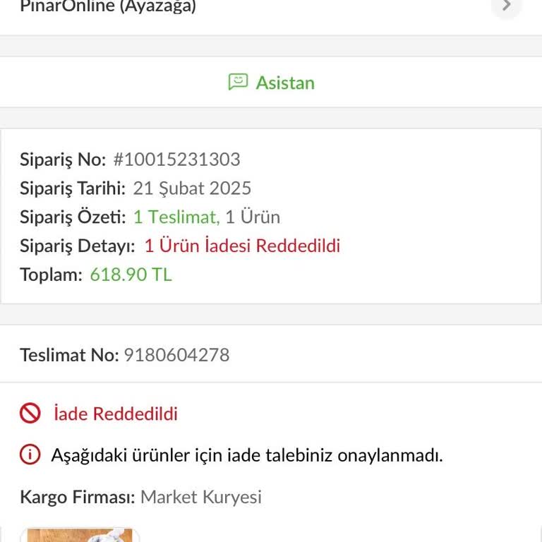 Teslim Edilmeyen Siparişin İadesi Yapılmadı