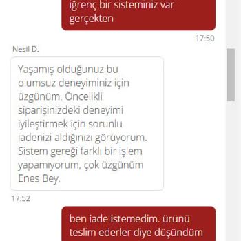 Ana Ürün Eksik İade Sorunu Ve Kötü Müşteri Hizmeti