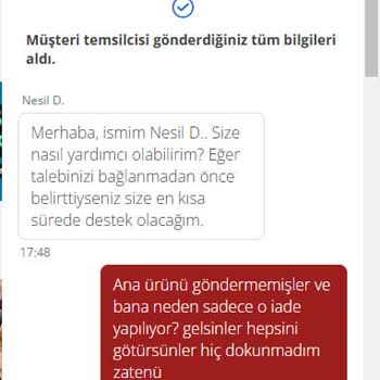 Ana Ürün Eksik İade Sorunu Ve Kötü Müşteri Hizmeti
